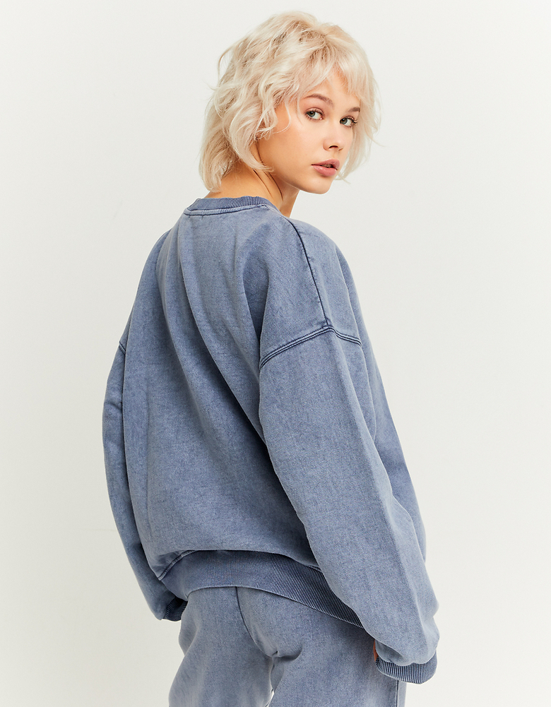 Denim Wash Printed Oversize Sweatshirt | TALLY WEiJL