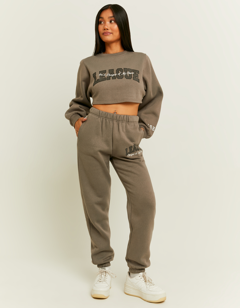 TALLY WEiJL, Grey Cropped Printed Sweatshirt for Women