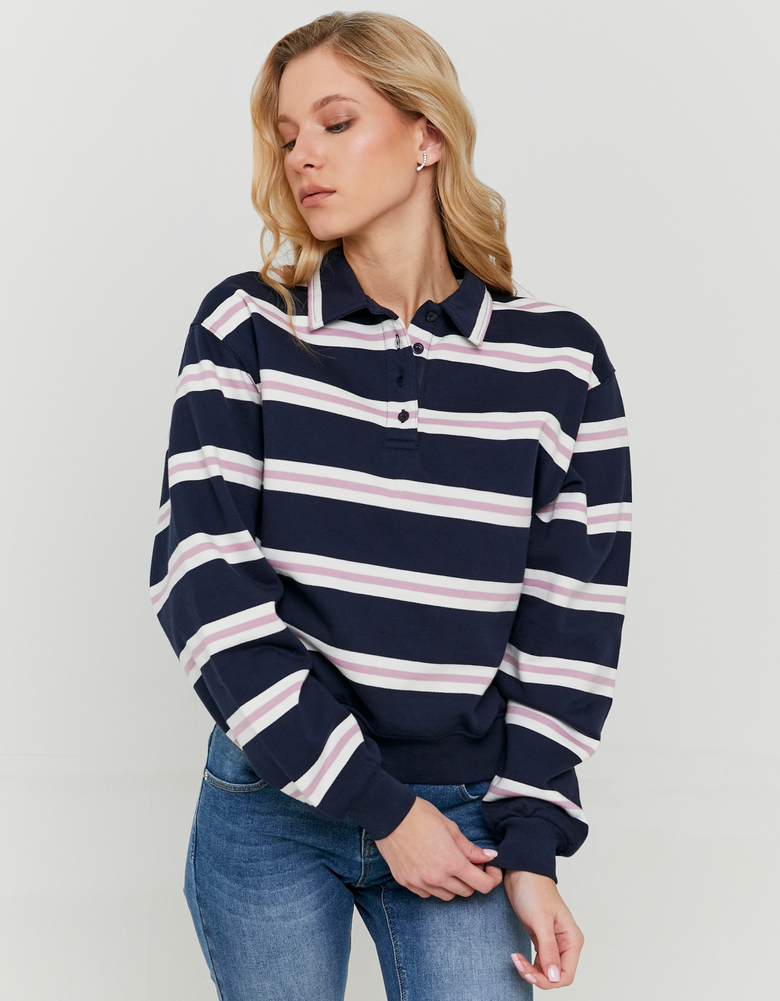 TALLY WEiJL, Felpa Blu a Righe con Bottoni for Women