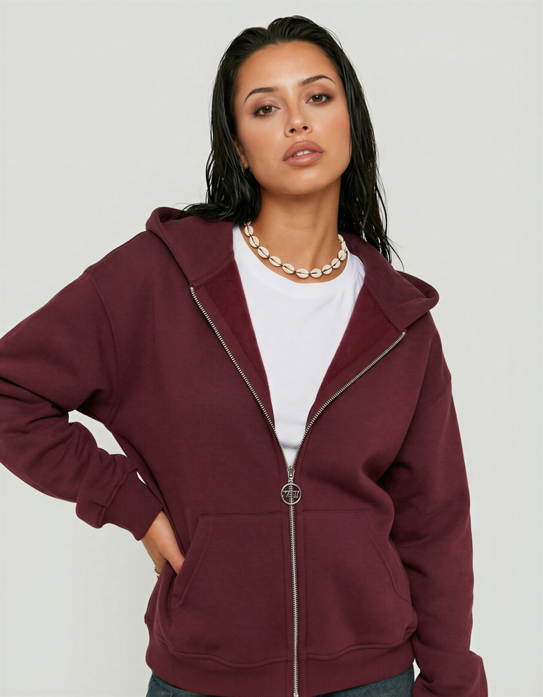 TALLY WEiJL, Felpa Borgogna con Zip for Women