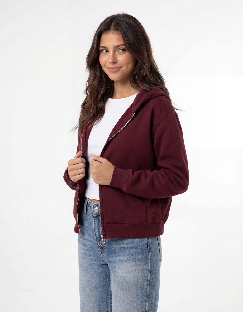 Burgunder Zip Up Hoodie | TALLY WEiJL