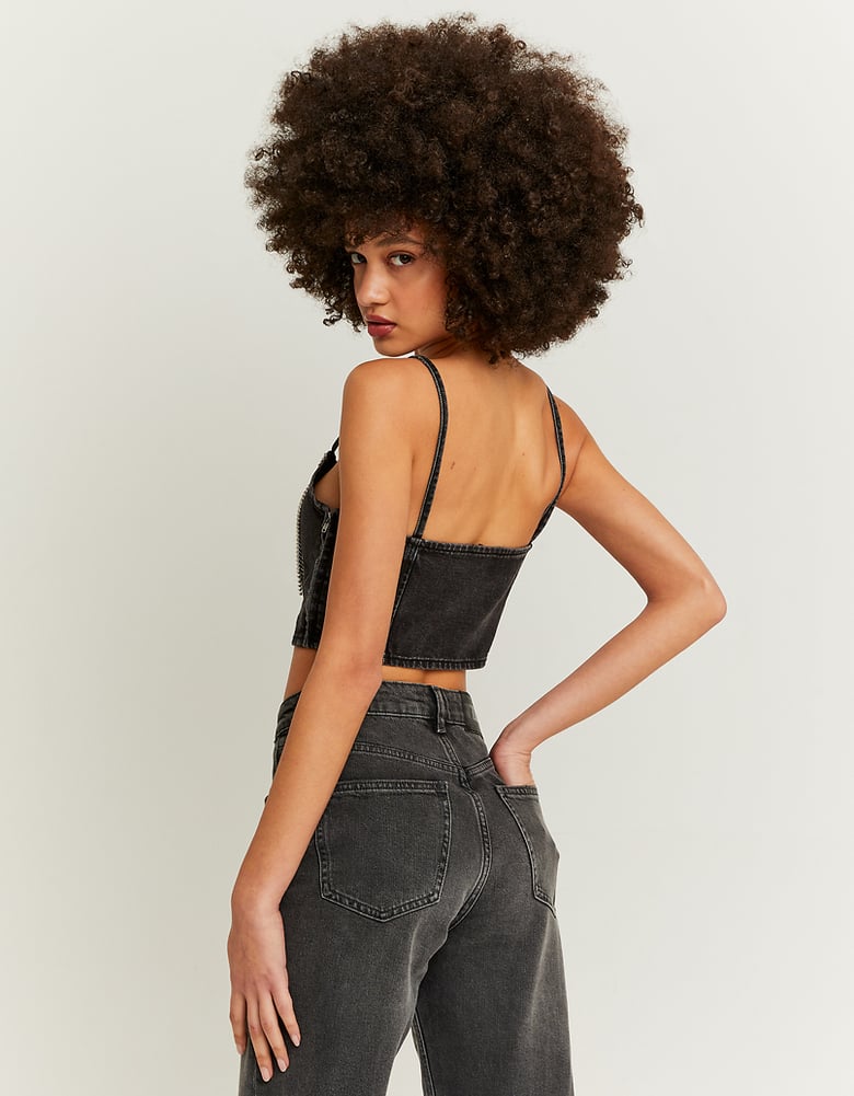 TALLY WEiJL, Top in Jeans Smanicato Nero for Women