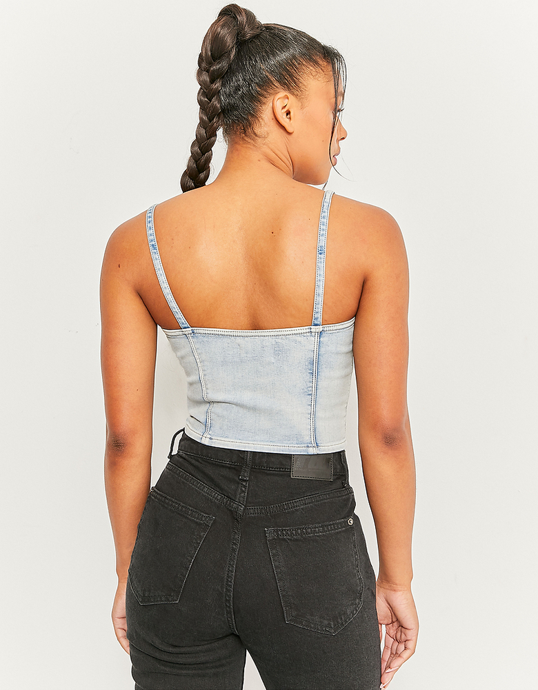 Blaues Korsett Top aus Denim | TALLY WEiJL