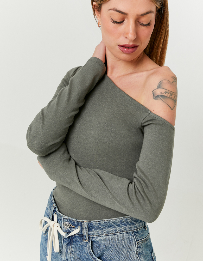 TALLY WEiJL, T-Shirt Kaki Basique for Women