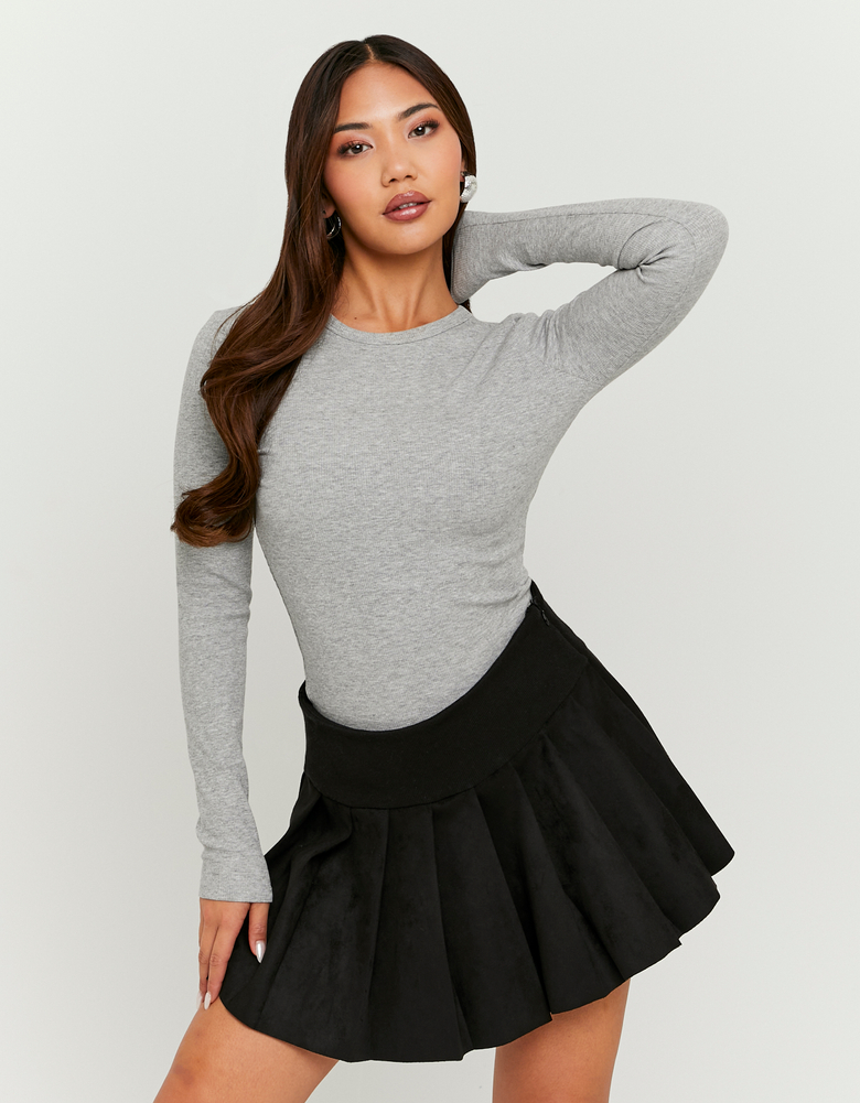 TALLY WEiJL, T-shirt Gris Basique à Manches Longues for Women