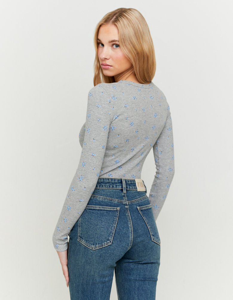 TALLY WEiJL, T-Shirt Basique à Manches Longues à Imprimé Floral for Women