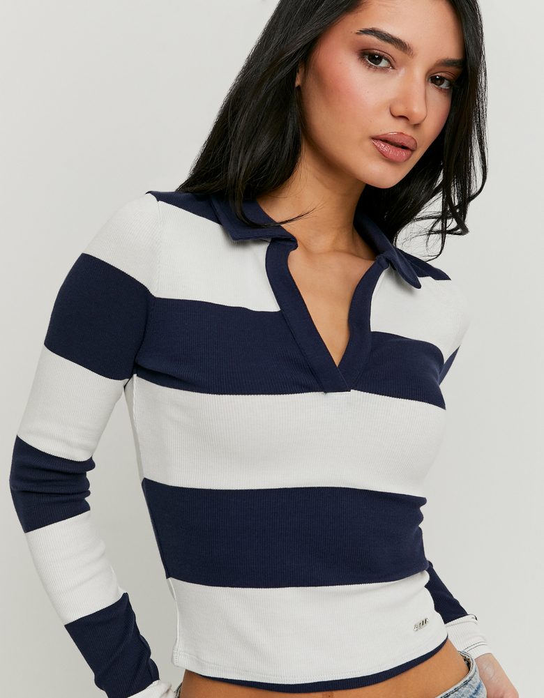 TALLY WEiJL, T-Shirt Rayé Blanc à Manches Longues for Women