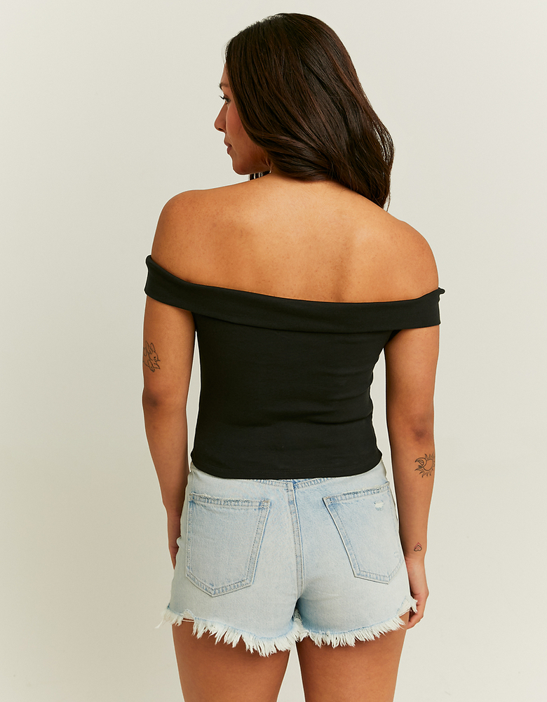 Off Shoulder Black Basic Tank Top | TALLY WEiJL