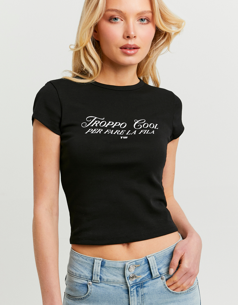 T-shirt Nera con Stampa | TALLY WEiJL