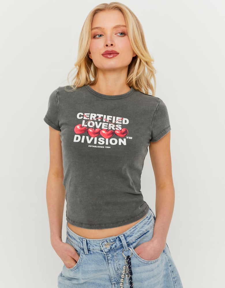 T-shirt grigia stampata | TALLY WEiJL