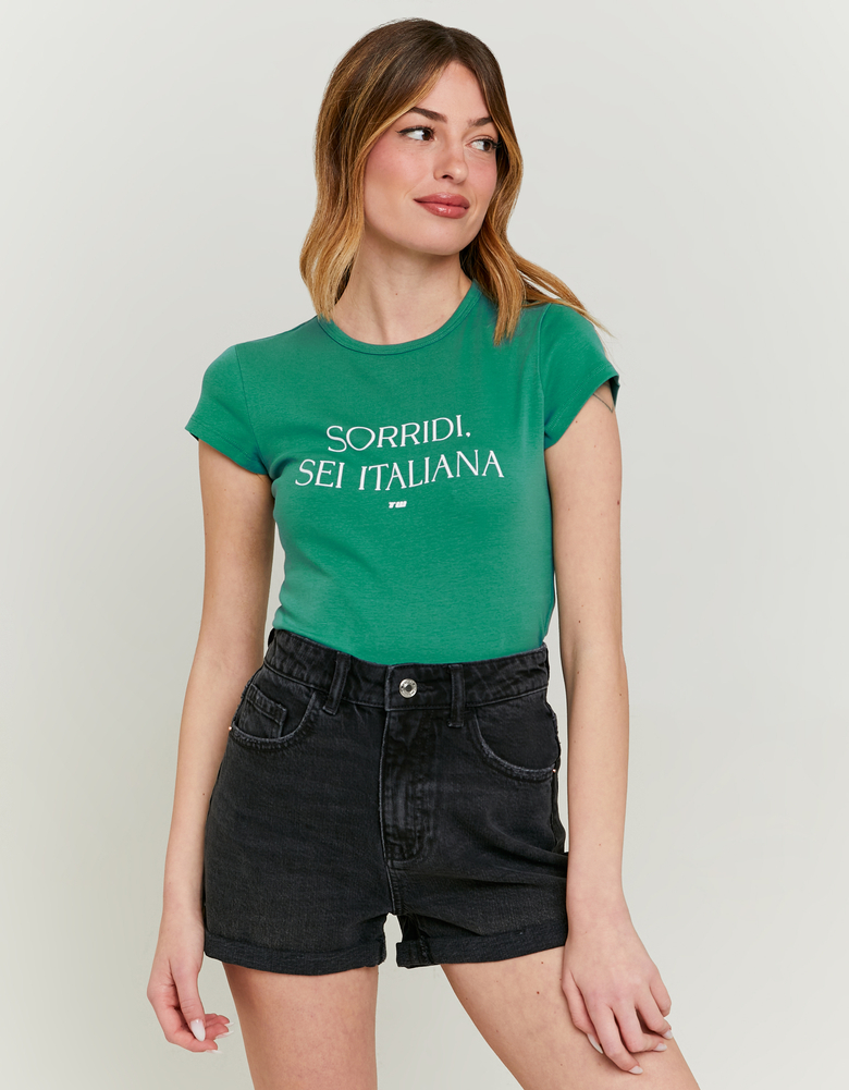 Green T-shirt with Print | TALLY WEiJL