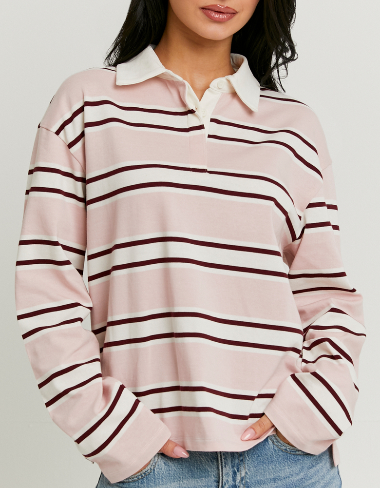 Pink gestreiftes Langarm-T-Shirt | TALLY WEiJL