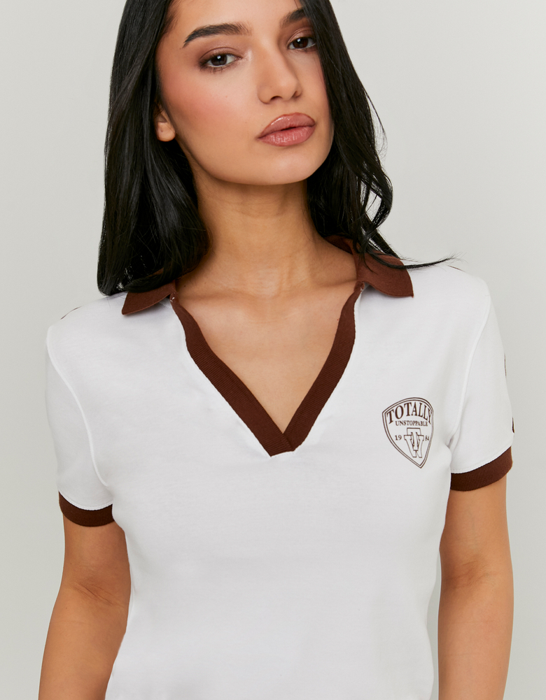 TALLY WEiJL, Burgundy Printed Polo T-shirt for Women