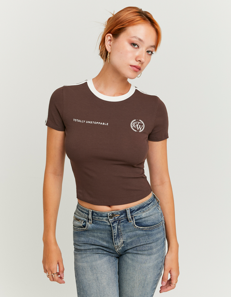 TALLY WEiJL, Braunes T-Shirt mit Print for Women