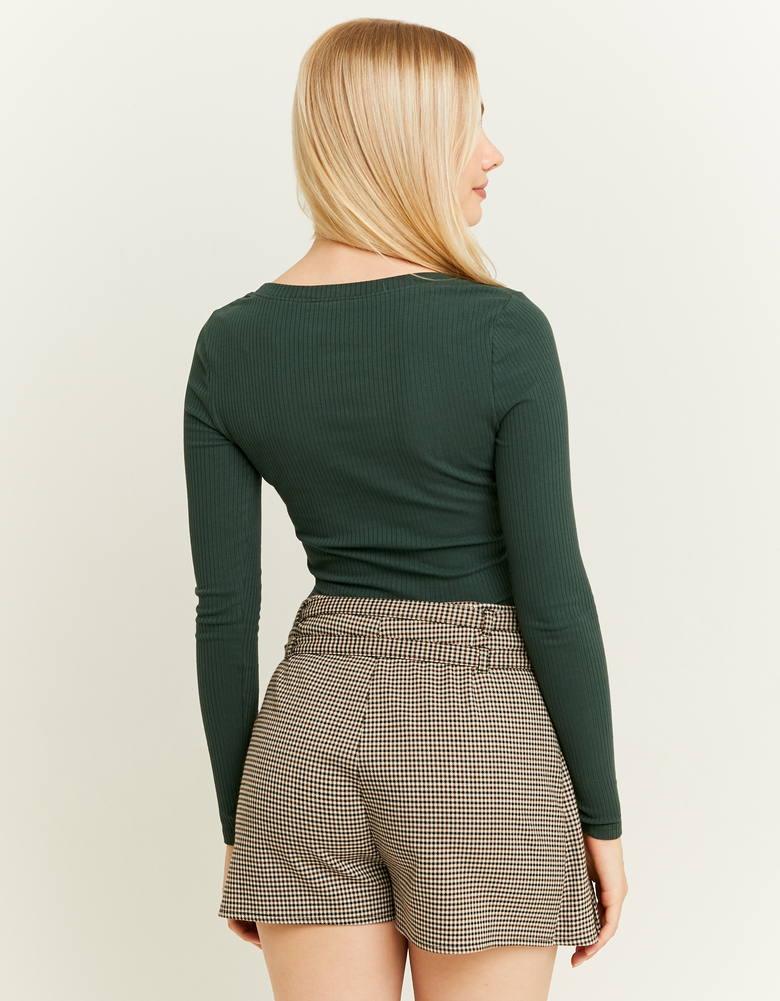 Green Ribbed Basic T-Shirt | TALLY WEiJL