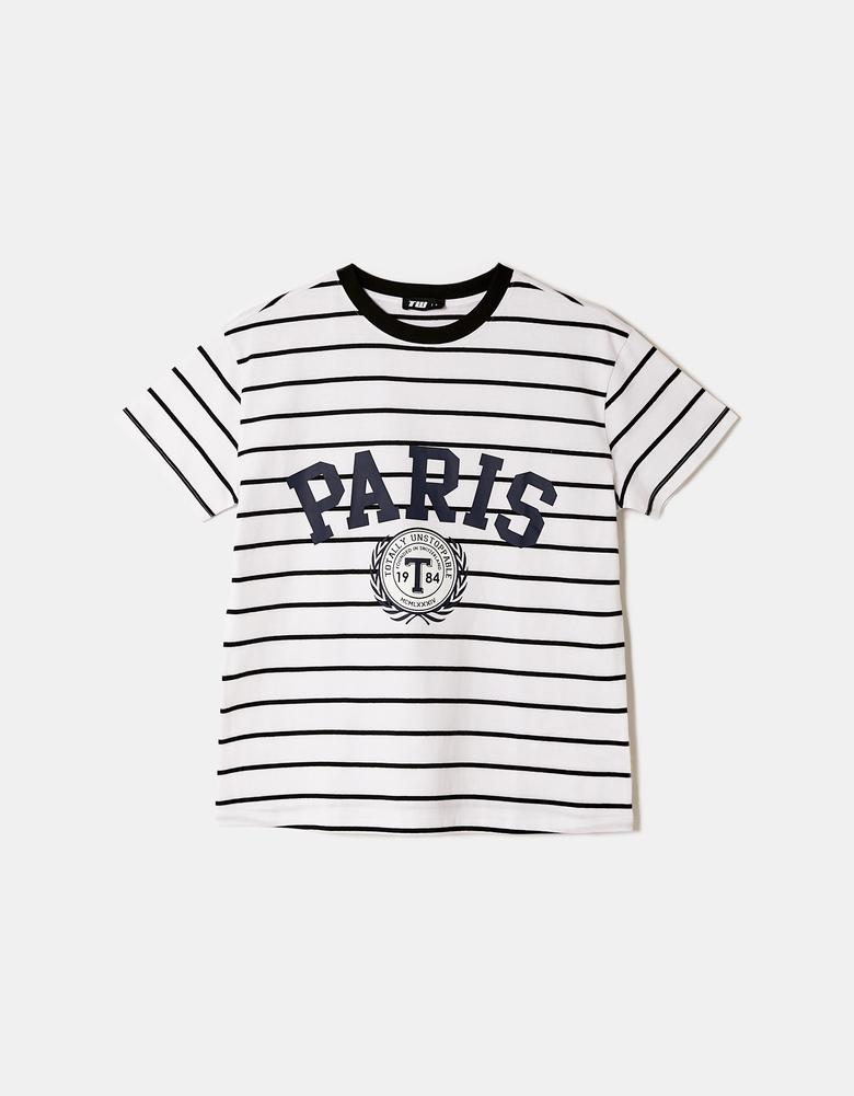 T-Shirt Bianca a Righe | TALLY WEiJL