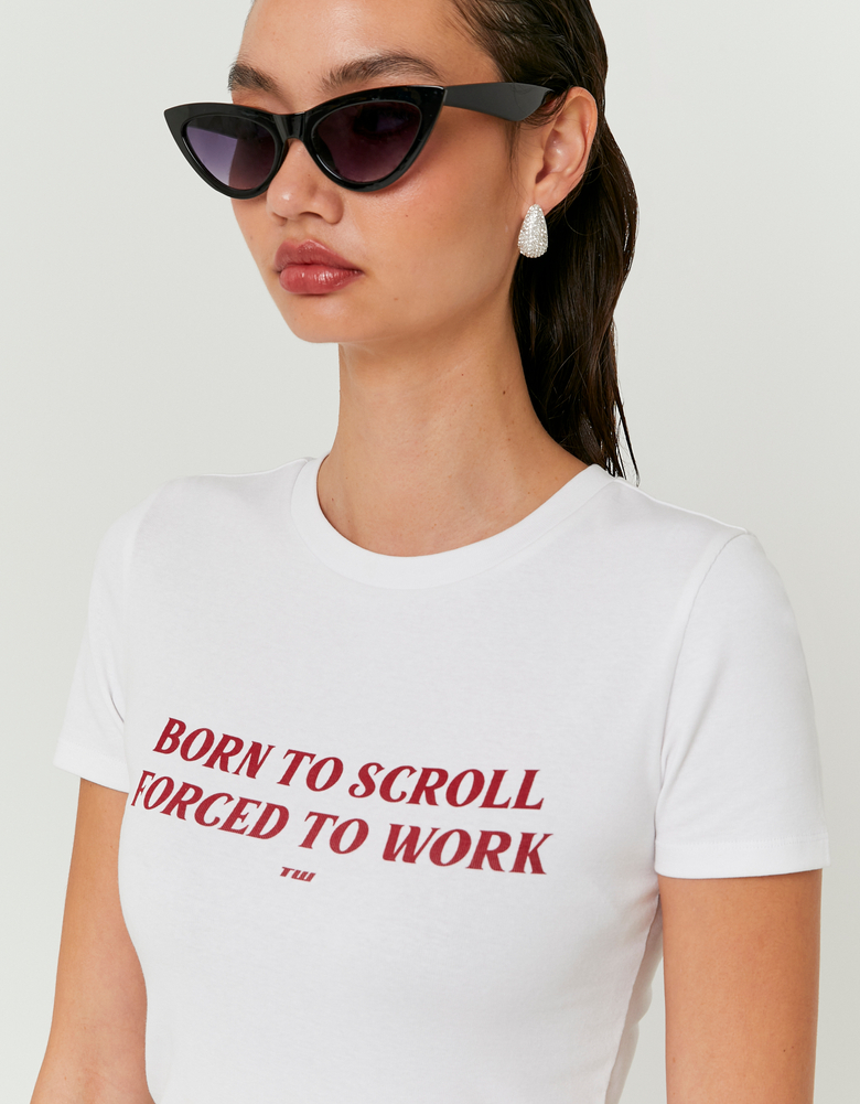 TALLY WEiJL, T-Shirt Bianca con Stampa for Women