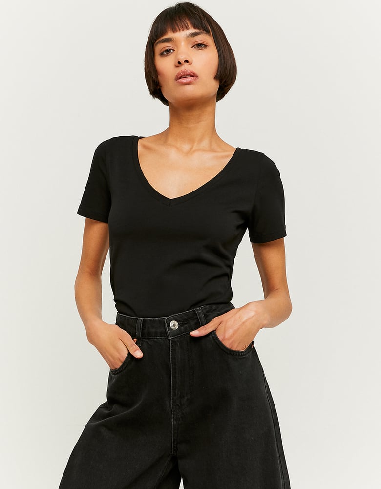Czarny t-shirt Basic | TALLY WEiJL