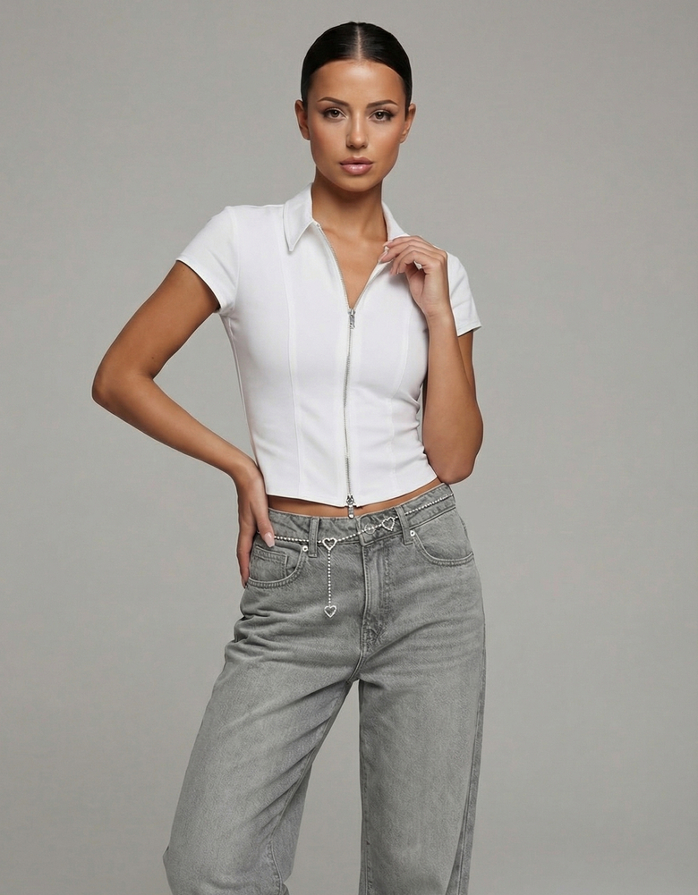 TALLY WEiJL, Top Bianco con Zip for Women