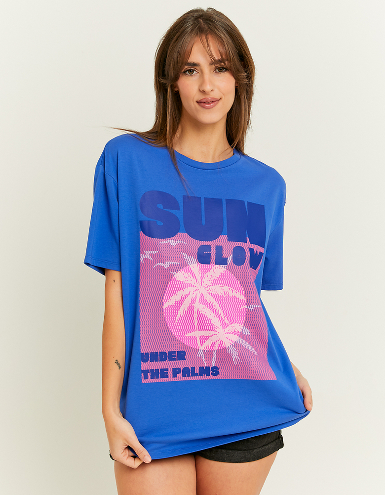Blue Oversize Printed T-shirt