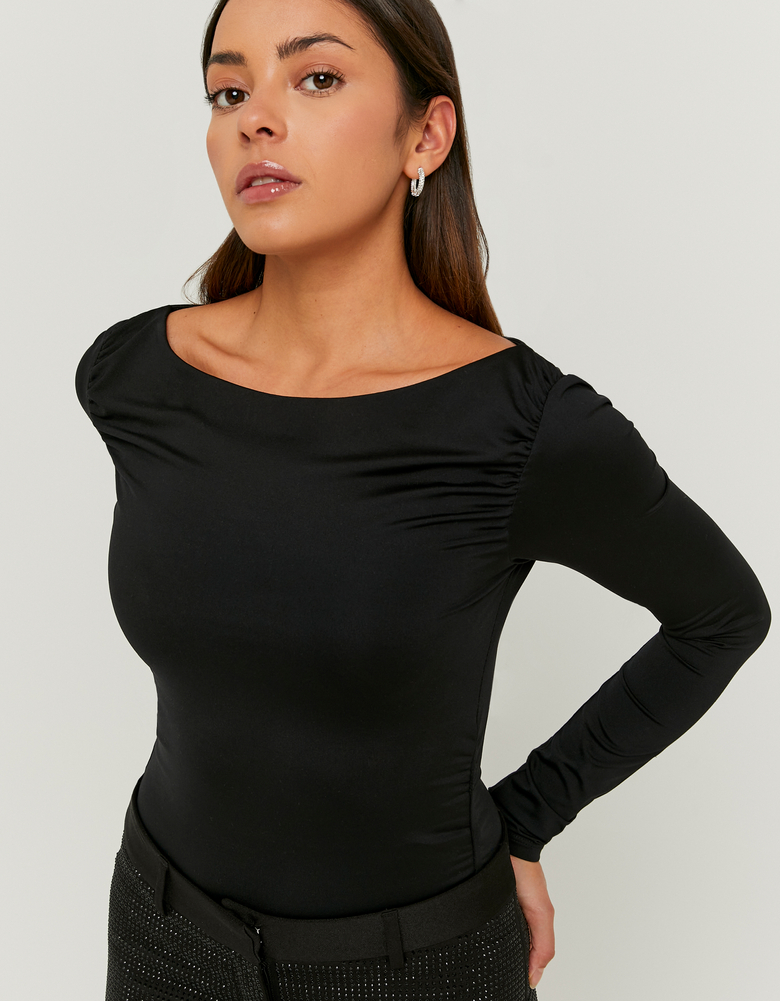 TALLY WEiJL, Black Asymmetric Long Sleeve Top for Women