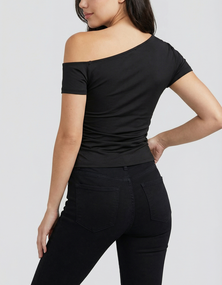 TALLY WEiJL, Top Noir Asymétrique for Women