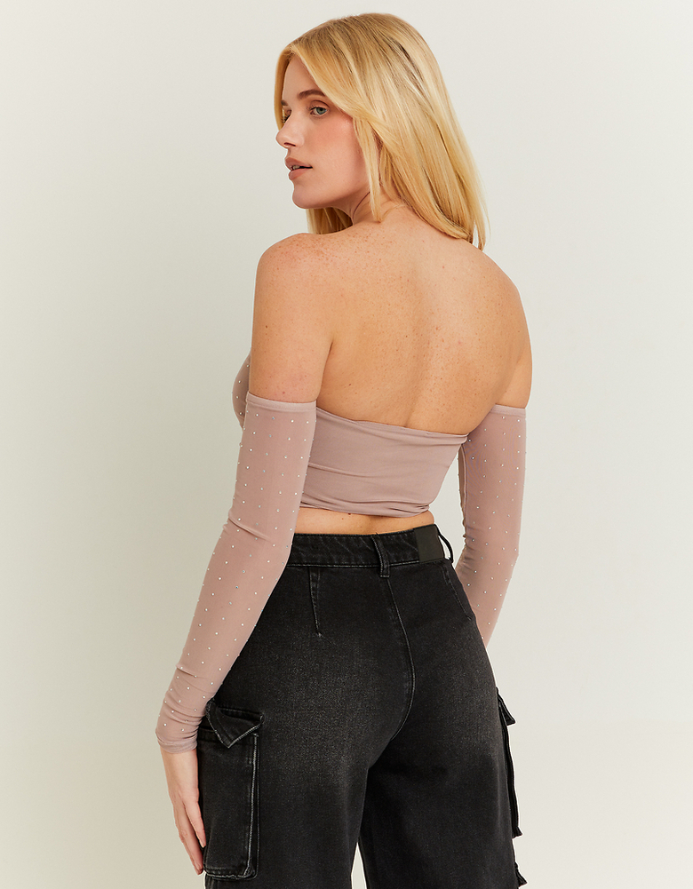 Pink Mesh Corset Top with Strass | TALLY WEiJL