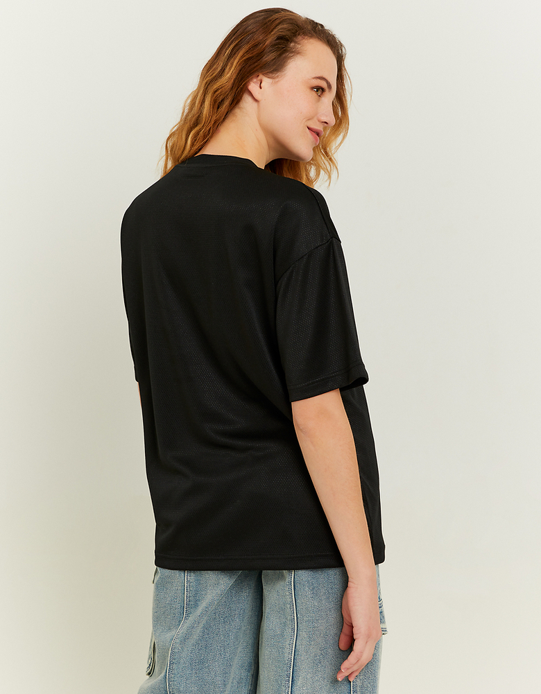 TALLY WEiJL, Top Nero con Glitter Argentati stile Maglietta da Calcio for Women