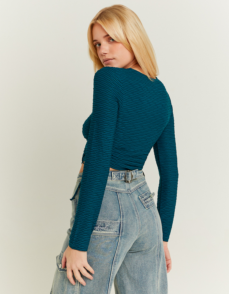 Blaues Crop Top mit seitlicher Schnürung | TALLY WEiJL