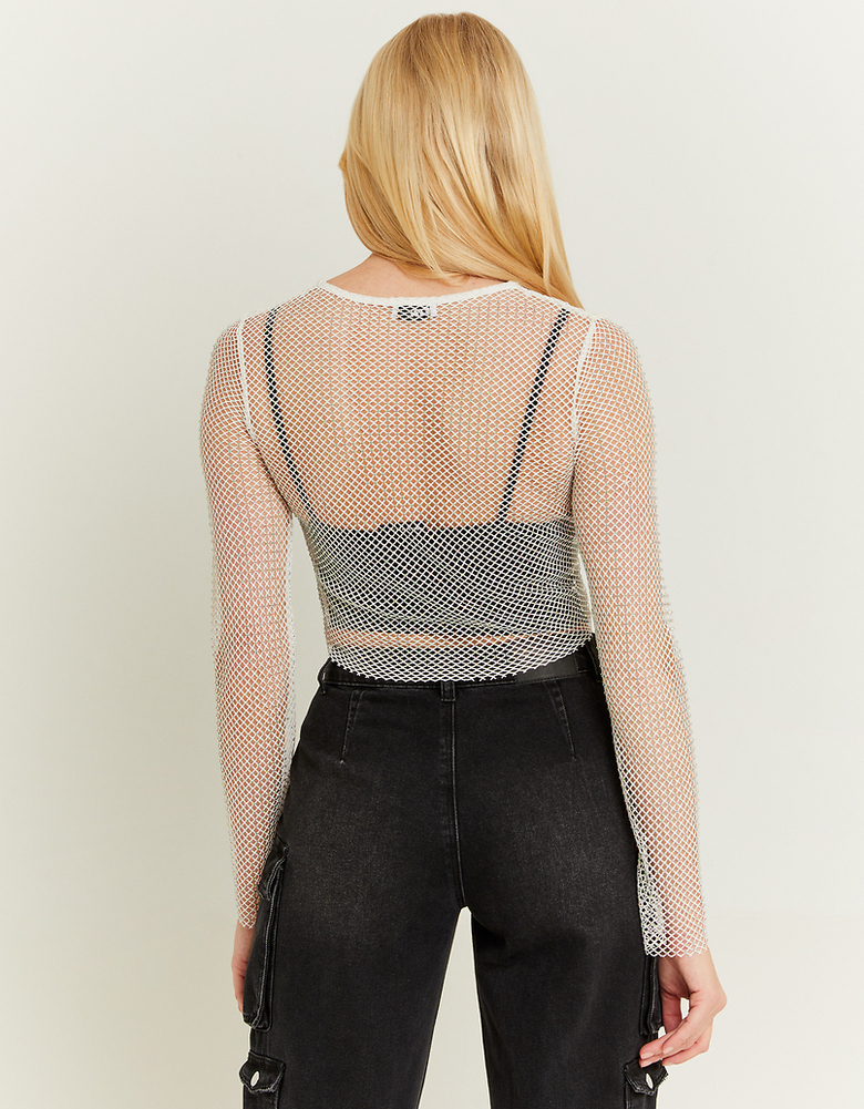 Transparentes Netztop mit Strass | TALLY WEiJL