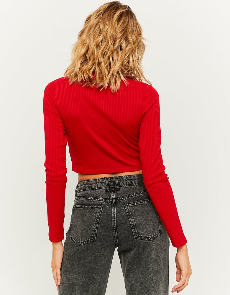 TALLY WEiJL, Rotes kurzes gerüschtes Top for Women