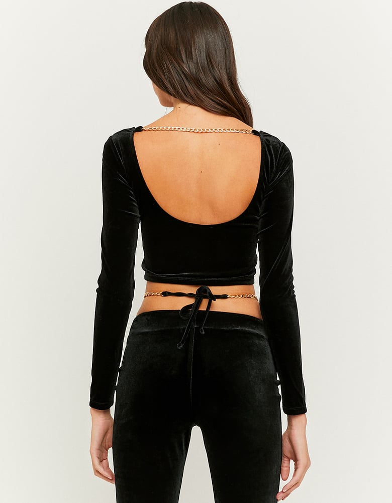 TALLY WEiJL, Schwarzes Top aus Samt mit Cut Out for Women