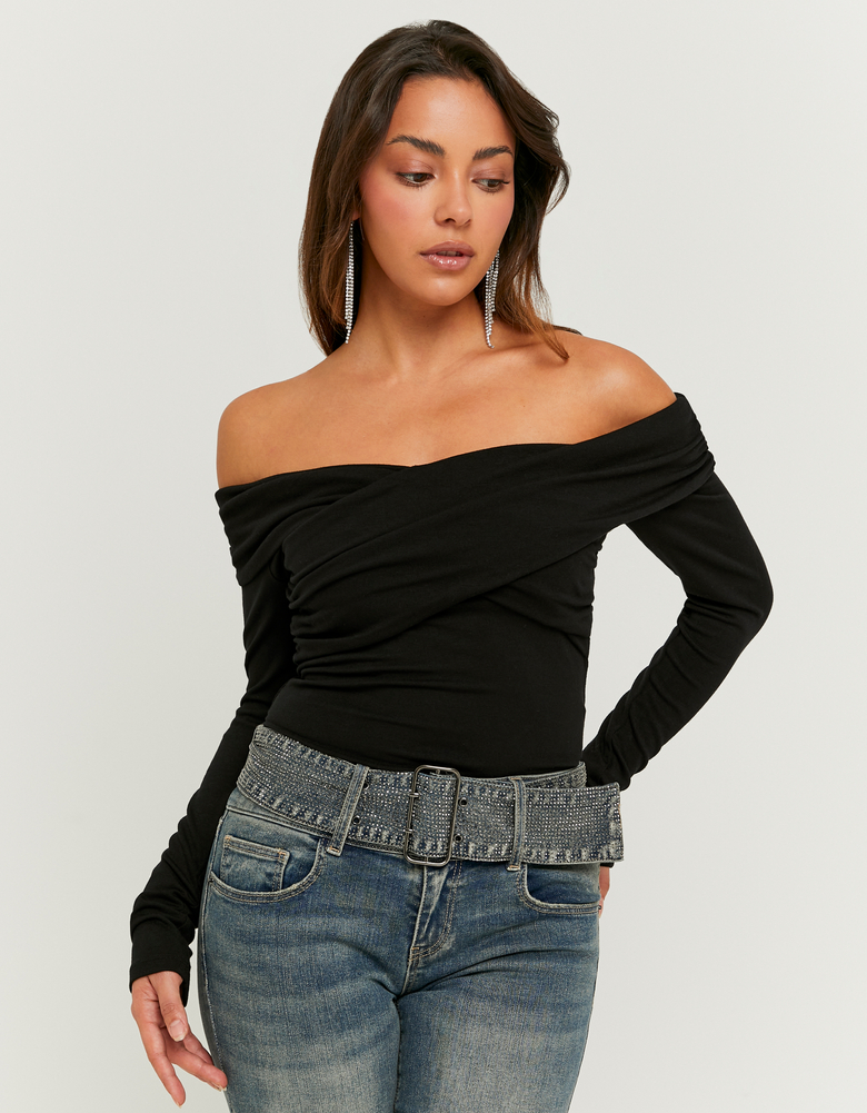 TALLY WEiJL, Top Nero con Spalle Scoperte for Women