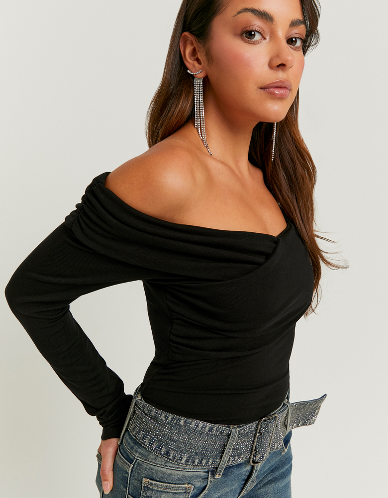 TALLY WEiJL, Top Nero con Spalle Scoperte for Women