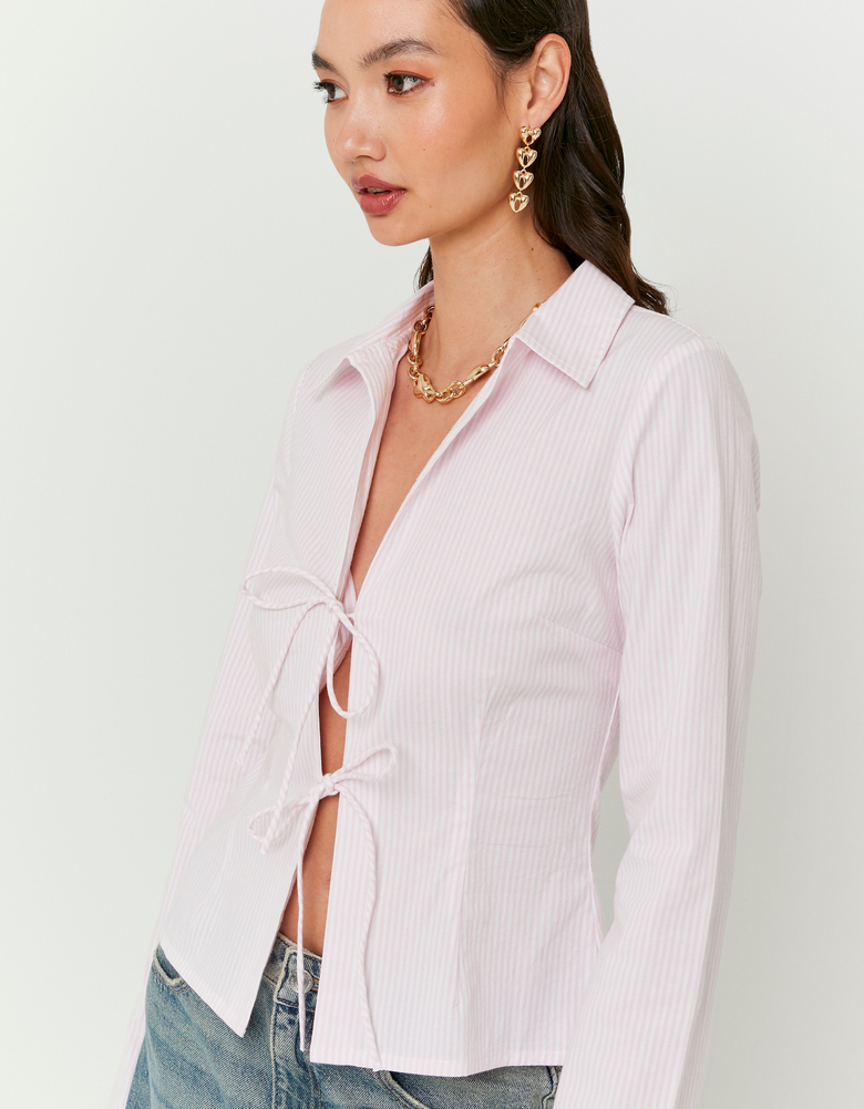 TALLY WEiJL, Camicia Rosa a Righe con Fiocchi for Women