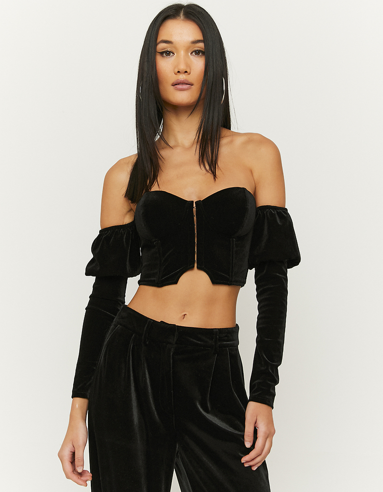 Top Corset en Velours Noir | TALLY WEiJL