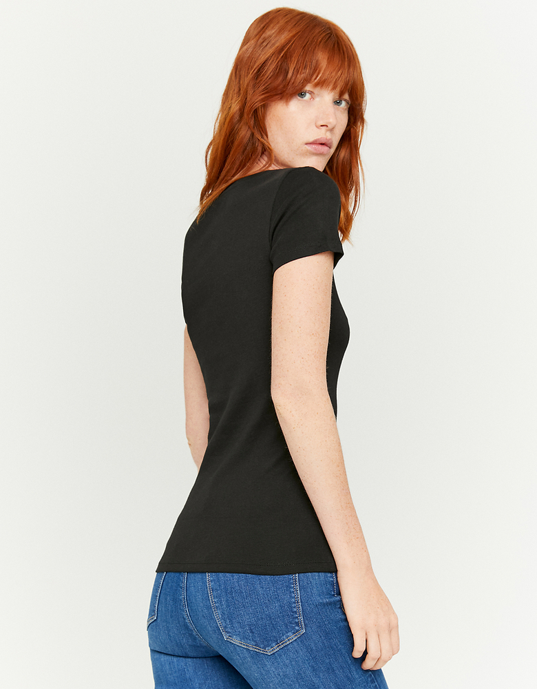 Schwarzes Basic T-Shirt | TALLY WEiJL