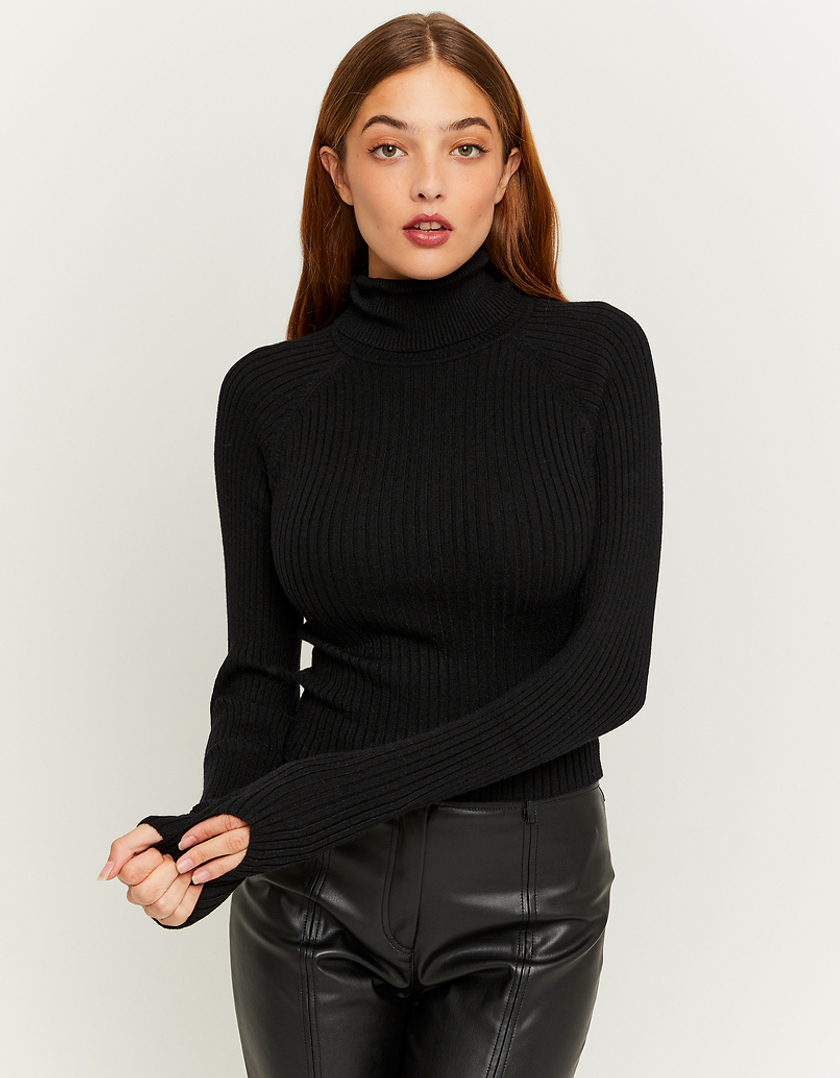 black and white high neck jumper