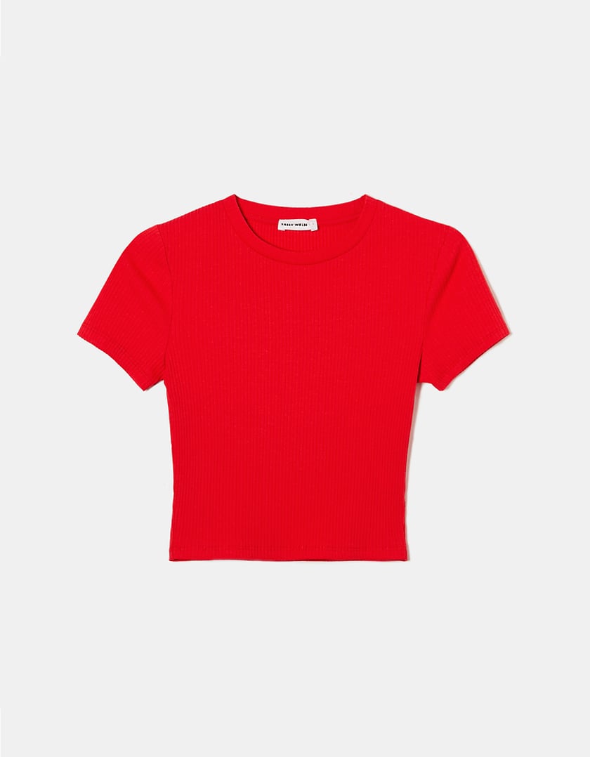 Basic Red Short Sleeve Crop T Shirt