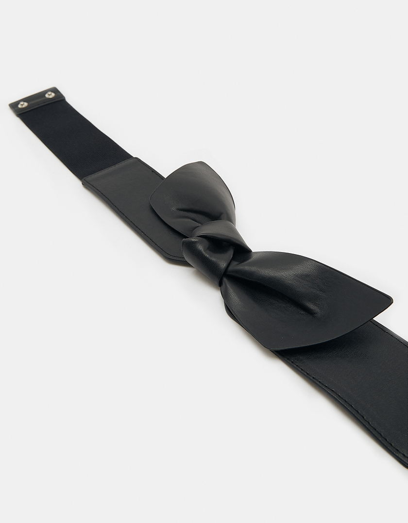 TALLY WEiJL, Black Elastic Belt with Bow for Women