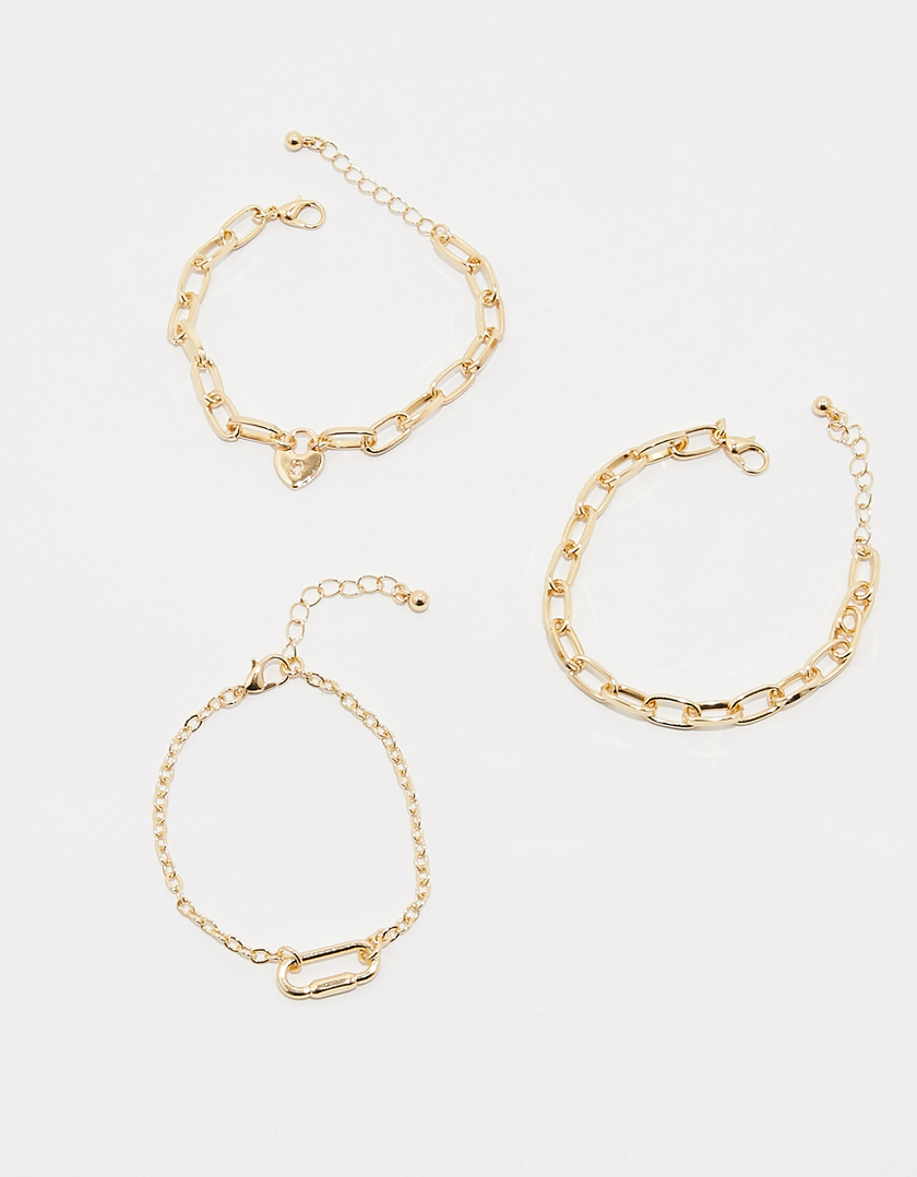 Set di 3 braccialetti a catena dorati