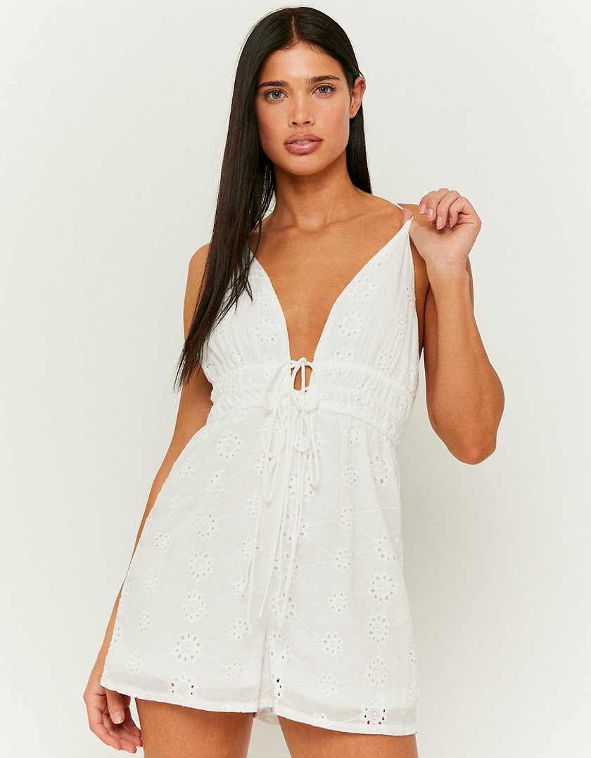 TALLY WEiJL, White Broderie anglaise Playsuit for Women