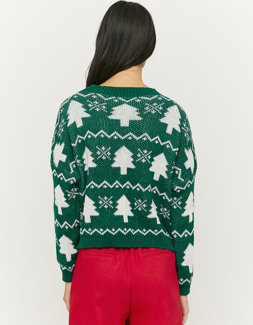 TALLY WEiJL, Zielony świąteczny sweter z nadrukiem for Women