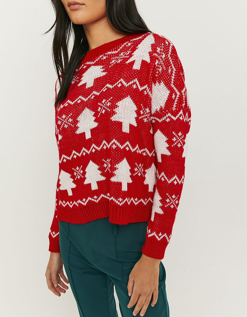 TALLY WEiJL, Czerwony świąteczny sweter z nadrukiem for Women