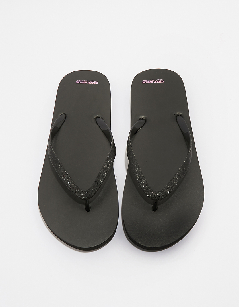 Black Flip Flops with Glitters