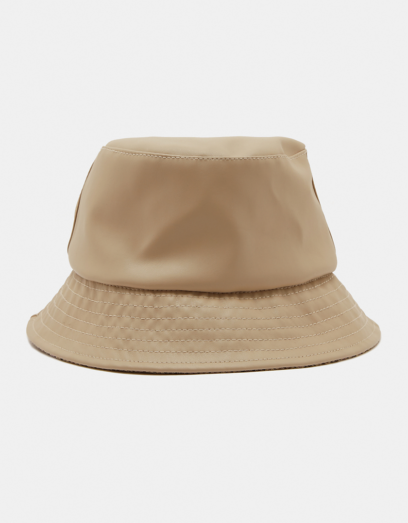 TALLY WEiJL, Beige Faux Leather Bucket Hat for Women