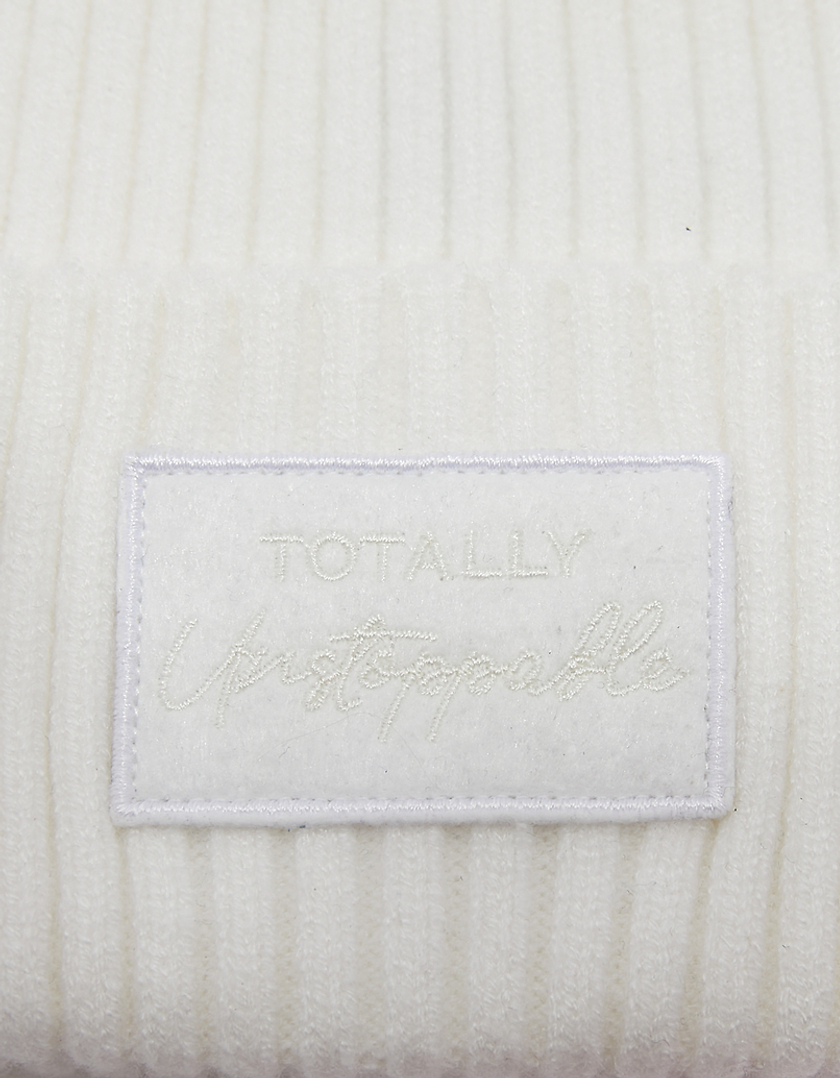 TALLY WEiJL, White Ribbed Beanie for Women
