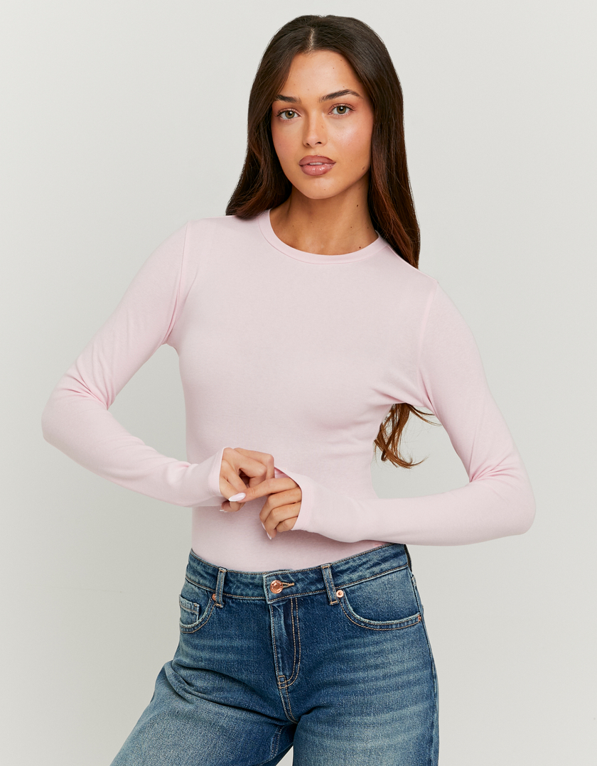 Pink Basic Long Sleeve Bodysuit