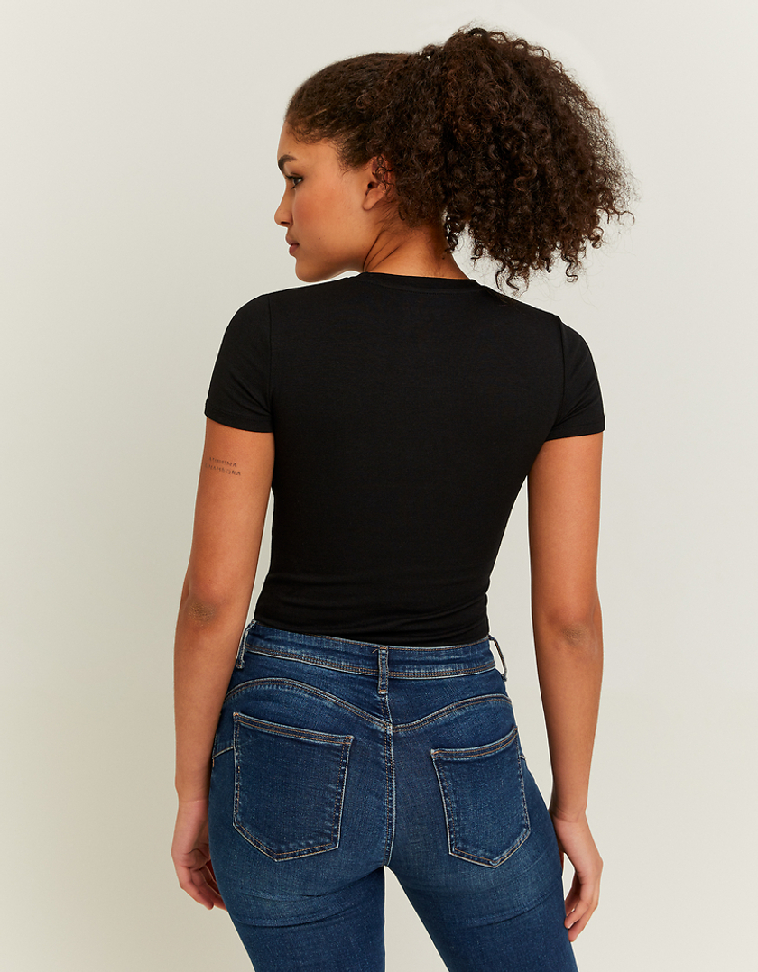 TALLY WEiJL, Black Basic Short Sleeves Bodysuit for Women