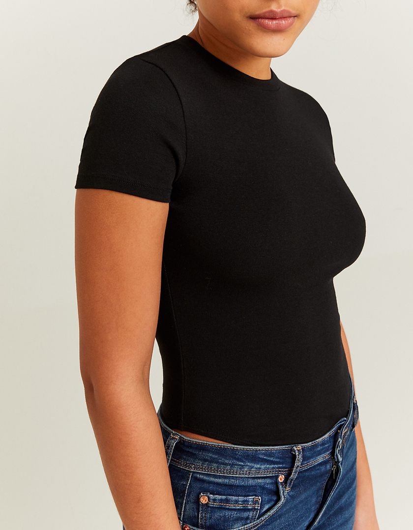 TALLY WEiJL, Black Basic Short Sleeves Bodysuit for Women